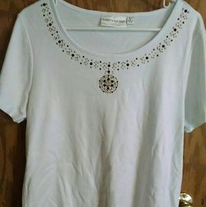 Women's Large White Embellished Top